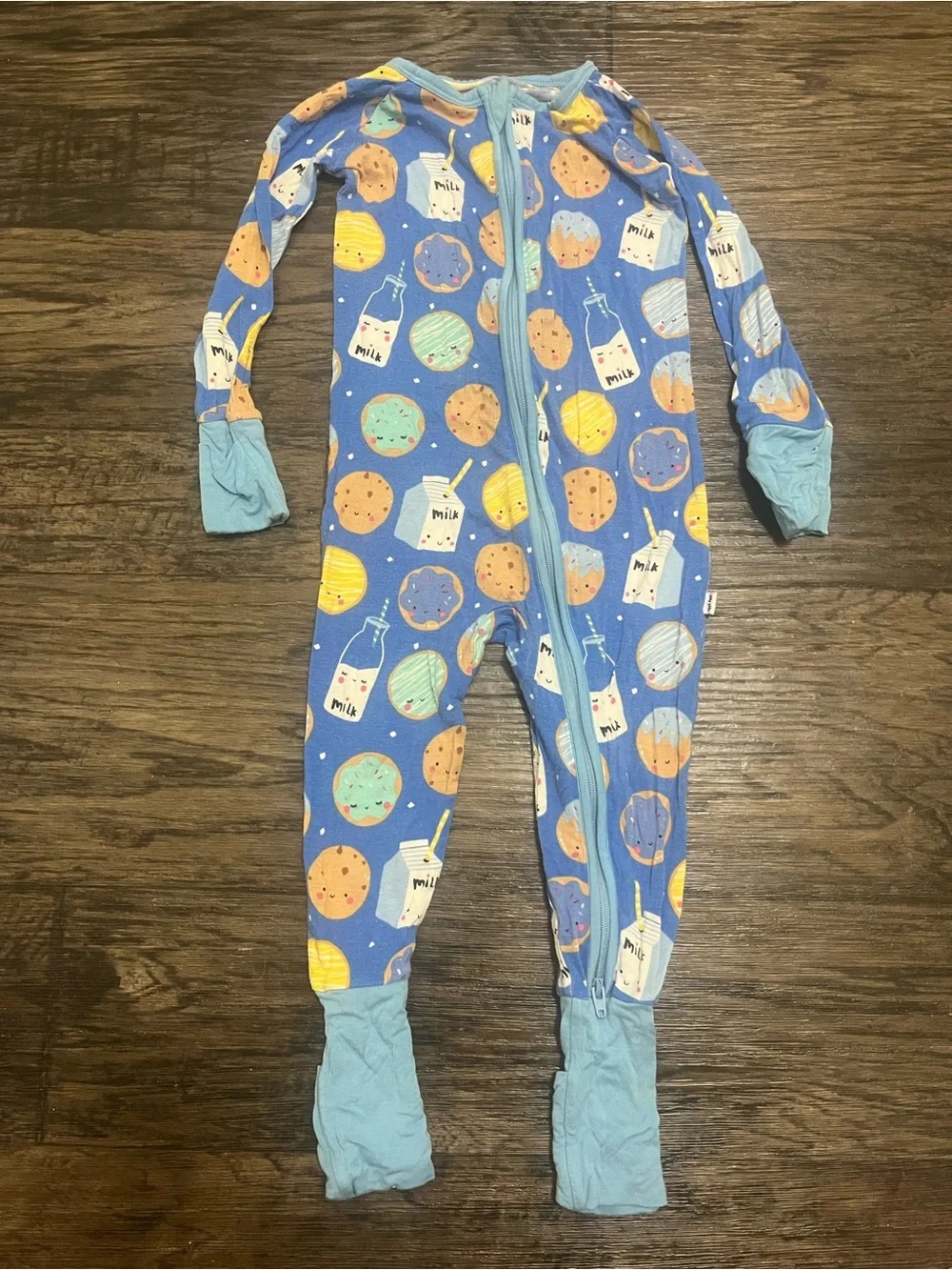Little Sleepies Blue Cookie & Milk Footed Pajamas